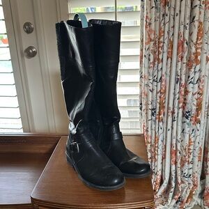 Black Leather Knee-High Boots